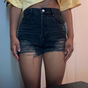 Pacsun High Rise Icon Black Denim Shorts